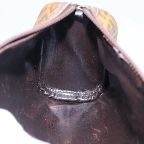 FENDI Zucchino Canvas Clutch Bag PVC Vintage Beige Auth am8012 - Picture 14 of 16